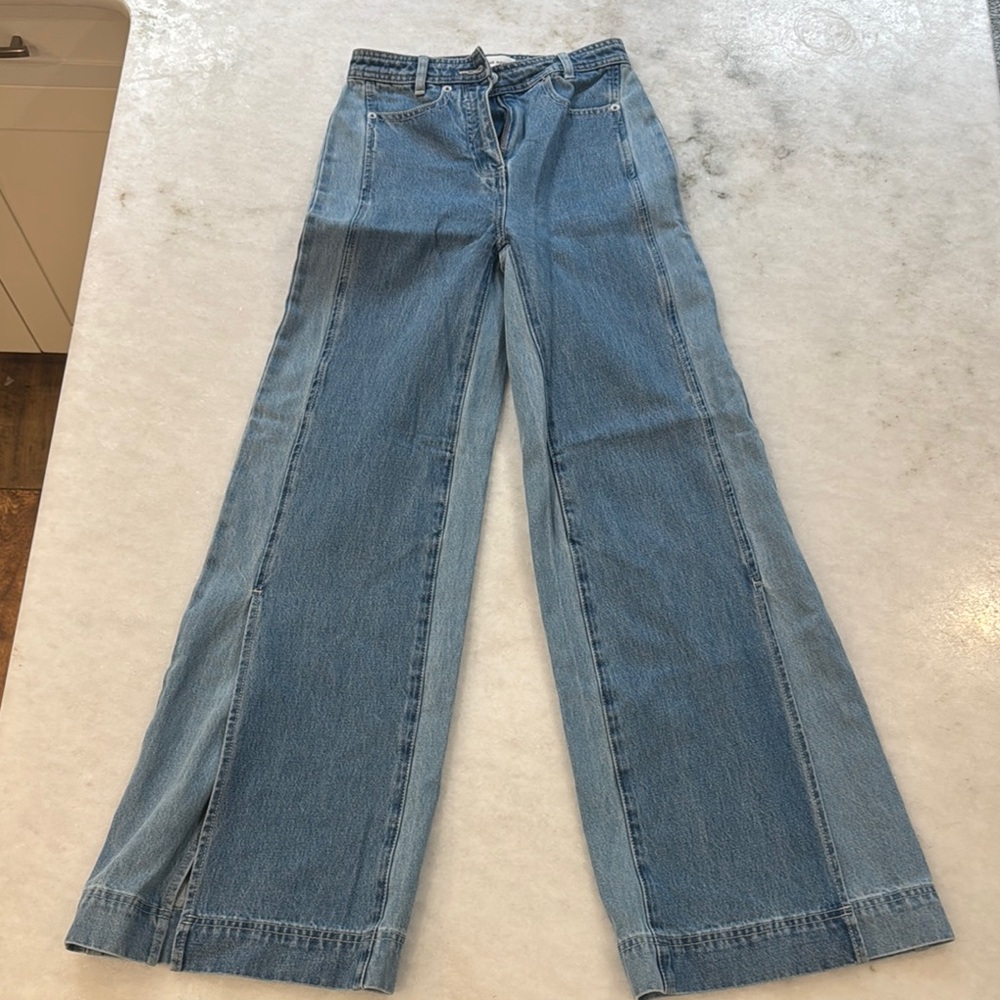 Something Navy Blue Wide Leg Flare Jeans